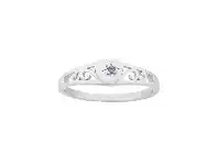 Bevilles Jewellery Children's Sterling Silver Purple Heart Filigree Signet Ring - I offer