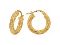 Bevilles Jewellery 9ct Yellow Gold Patterned Twist Hoop Earrings 20mm offer