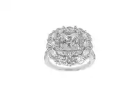 Bevilles Jewellery Sterling Silver Cubic Zirconia Princess Cut Halo Ring - M offer