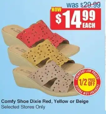 Comfy Shoe Dixie Red, Yellow or Beige