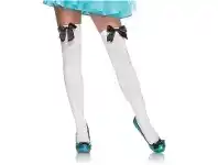 Stockings - Thigh High, White with Black Bow