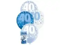 The Party People Shop Balloon Pack - Blue Glitz 40th Birthday 6 pk offer