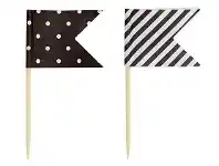The Party People Shop Cocktail Picks - Flags, Dots & Stripes Black 24 pk offer