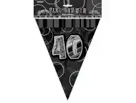 The Party People Shop Flag Bunting - Pennant, Happy Birthday Black Glitz 40 offer