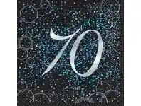 The Party People Shop Serviettes - Luncheon, Blue Glitz 70th Birthday 16 pk offer