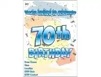 The Party People Shop Invitations - Happy 70th Birthday, Blue offer