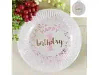 The Party People Shop Plates - Dessert, Happy 1st Birthday Pink 12 pk offer