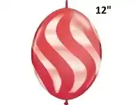 The Party People Shop Balloons - Quick Link, White Stripes, Red 12" offer