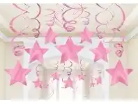 The Party People Shop Hanging Decoration - Shooting Stars 30 pk New Pink offer