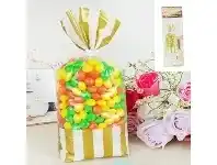 The Party People Shop Lolly Bags - Gold Stripe 18 pk offer