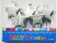 The Party People Shop Cake Candles - Silver Stars 5 pk offer