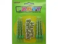 The Party People Shop Candles - Happy Birthday, Green 12 pk offer
