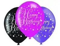 The Party People Shop Balloons - Latex 11" Pink Celebration, Happy Birthday 6 pk offer