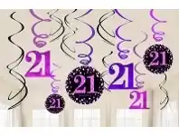 The Party People Shop Hanging Decoration - Swirls, Pink Celebration 21st Birthday offer