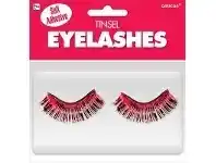 The Party People Shop False Eyelashes - Tinsel, Red offer