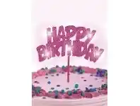 The Party People Shop Decorative Pick - Light Up, Happy Birthday Pink offer