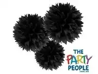 The Party People Shop Hanging Decoration - Paper Pom Pom, Black 3 pk offer