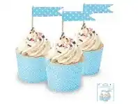 The Party People Shop Cupcake Topper - Polka Dots, Blue 24 pk offer