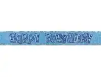 The Party People Shop Banner - Foil, Happy Birthday Blue Glitz offer