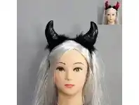 The Party People Shop Headband - Devil Horns, Fluffy Assorted Black & Red offer