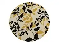 LivingStyles Botanical Leaves Handmade Round Wool Rug, 150cm, Gold offer