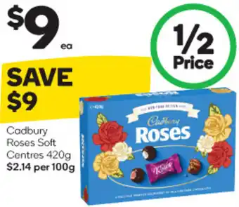 Woolworths Cadbury Roses Soft Centres 420g offer