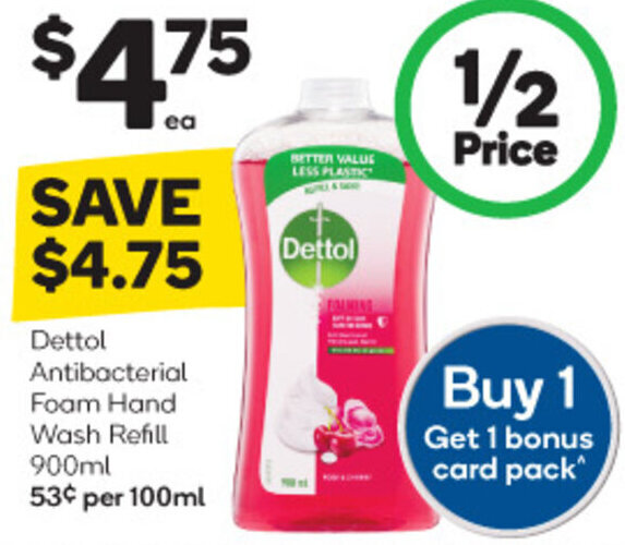 Dettol Antibacterial Foam Hand Wash Refill 900ml offer at Woolworths