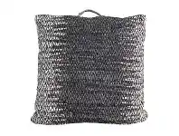 LivingStyles Gabby Braided Leather Floor Cushion, Charcoal offer