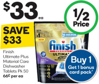 Woolworths Finish Ultimate Plus Material Care Dishwasher Tablets Pk 50 offer
