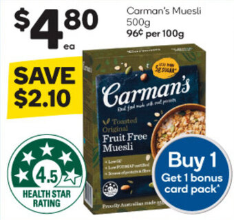 Woolworths Carman's Muesli 500g offer