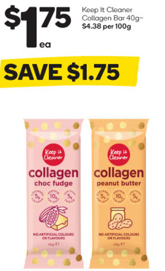 Woolworths Keep It Cleaner Collagen Bar 40g- offer