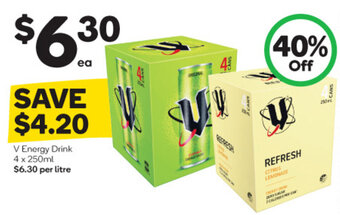 Woolworths V Energy Drink 4 x 250ml offer