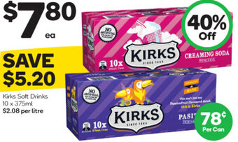 Woolworths Kirks Soft Drinks 10 x 375ml offer