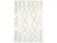 LivingStyles Moroccan Tribal Super Soft Shaggy Rug, 240x330cm, Cream/Silver offer