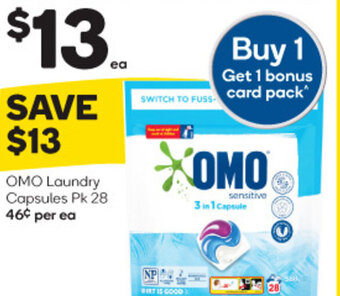 Woolworths OMO Laundry Capsules Pk 28 offer