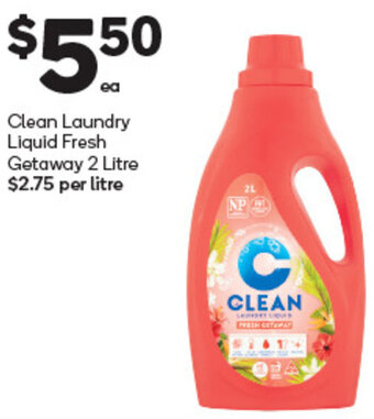 Woolworths Clean Laundry Liquid Fresh Getaway 2 Litre offer