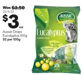 Woolworths Aussie Drops Eucalyptus 150g offer