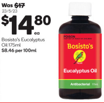 Woolworths Bosisto's Eucalyptus Oil 175ml offer