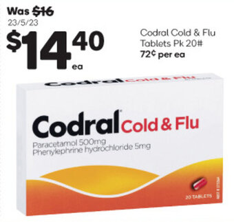 Woolworths Codral Cold & Flu Tablets Pk 20# offer