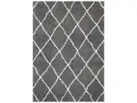 LivingStyles Moroccan Diamond Super Soft Shaggy Rug, 200x290cm, Grey/Cream offer
