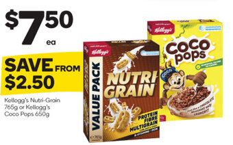 Woolworths Kellogg's Nutri-Grain 765g or Kellogg's Coco Pops 650g offer