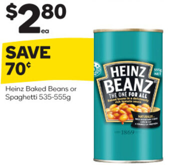 Woolworths Heinz Baked Beans or Spaghetti 535-555g offer