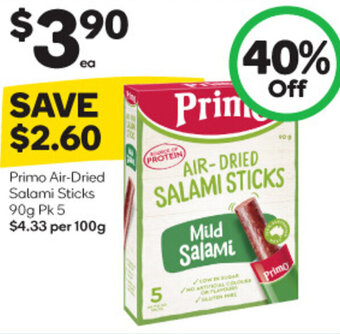 Woolworths Primo Air-Dried Salami Sticks 90g Pk 5 offer