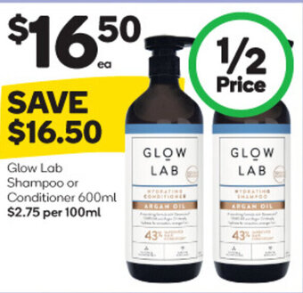 Woolworths Glow Lab Shampoo or Conditioner 600ml offer