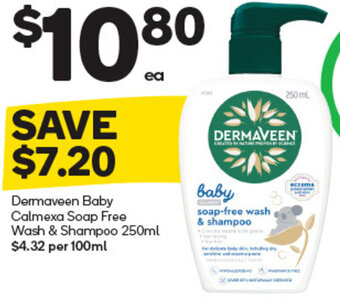 Woolworths Dermaveen Baby Calmexa Soap Free Wash & Shampoo 250ml offer