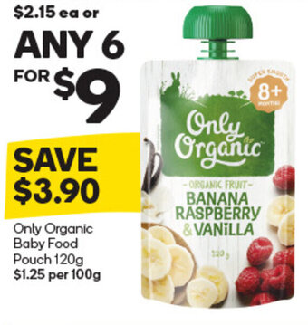 Woolworths Only Organic Baby Food Pouch 120g offer