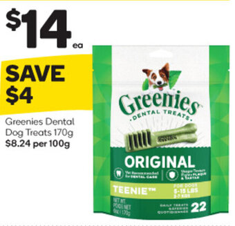 Woolworths Greenies Dental Dog Treats 170g offer