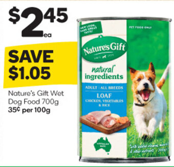 Woolworths Nature's Gift Wet Dog Food 700g offer