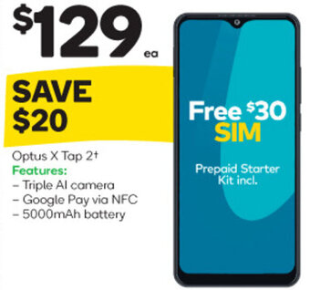 Woolworths Optus X Tap 2+ offer