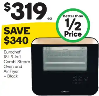 Woolworths Eurochef 18L 9-in-1 Combi Steam Oven and Air Fryer - Black offer